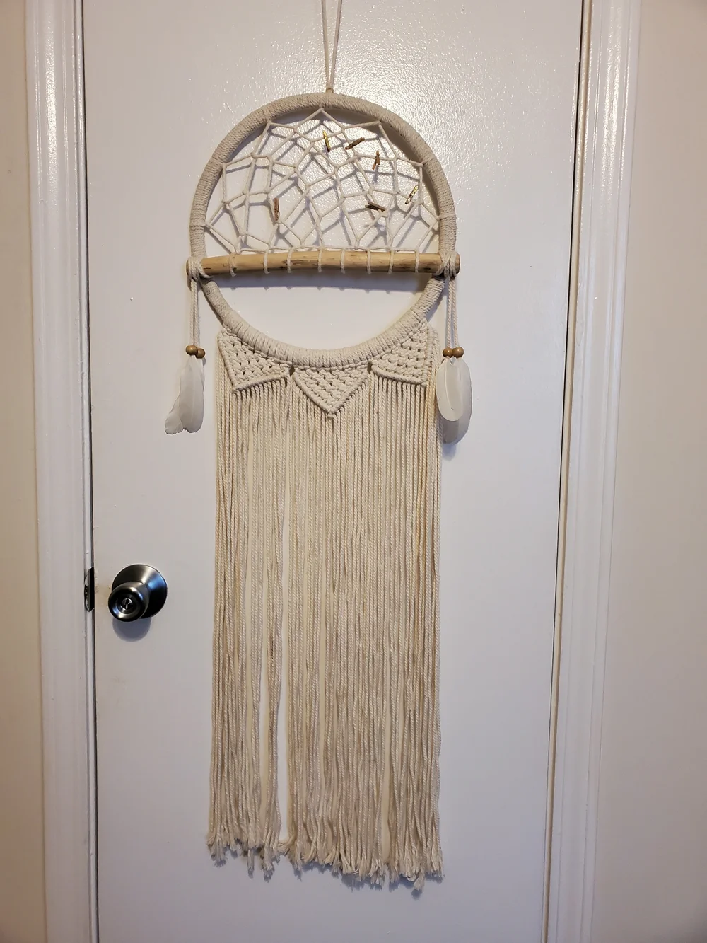 Handmade Cream Macrame Dreamcatcher Wall Hanging